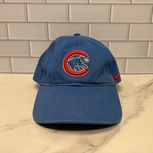 Y2K Nike Team MLB Baseball Chicago Cubs Blue Adjustable Strap Back Hat Adult